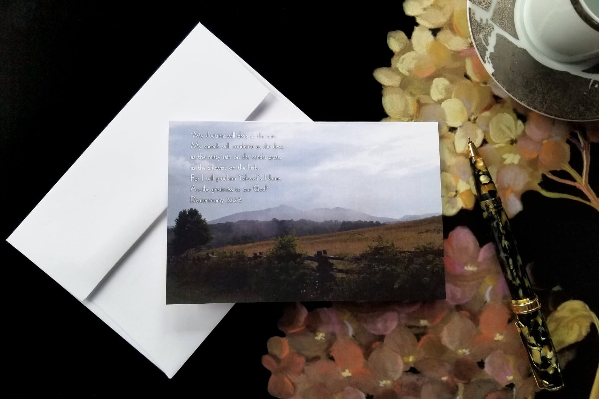 Deuteronomy 32:2-3 Misty Parkway FW Christian greeting card
