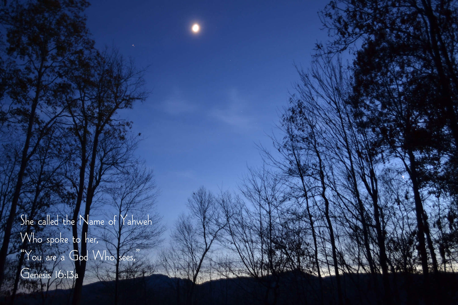 Genesis 16:13a moonlit Grandfather and Hawks Nest Mountains