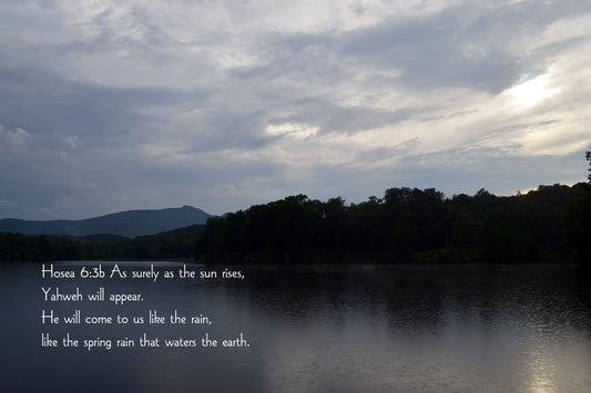 Hosea 6:3b Rain Drops on Price Lake Christian greeting card