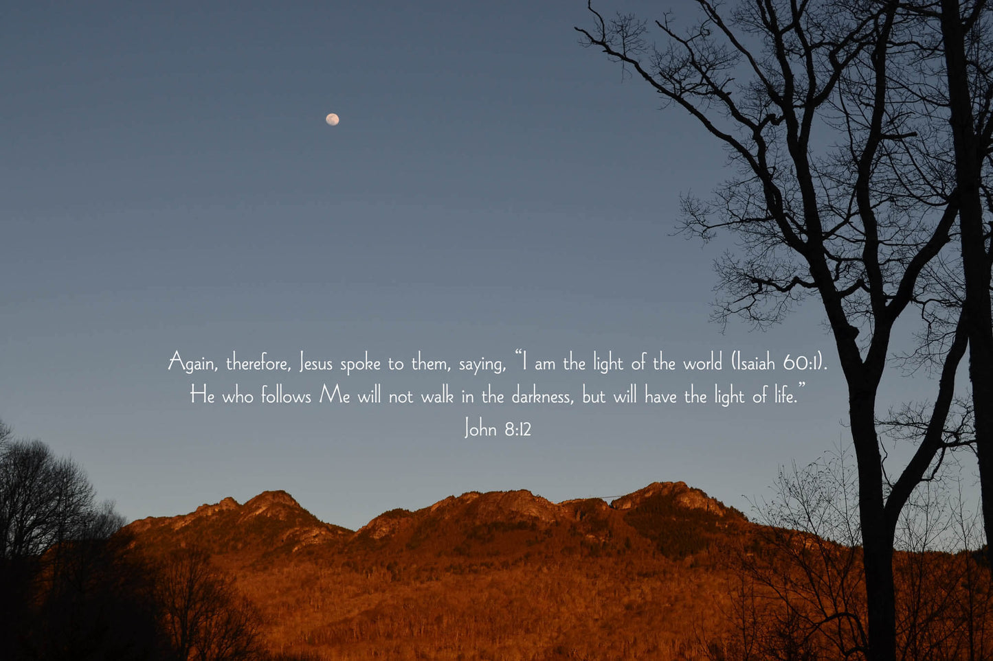 John 8:12 Sunset and Moon over Grandfather Swinging Bridge
