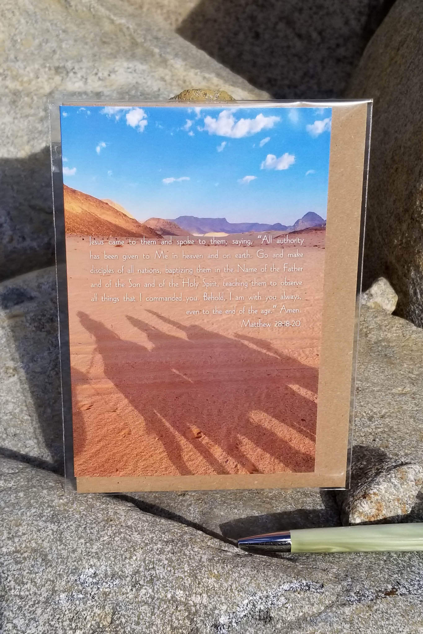 Matthew 28:18-20 Camel Train Shadows Barnabas Notes Travels eco Christian greeting card