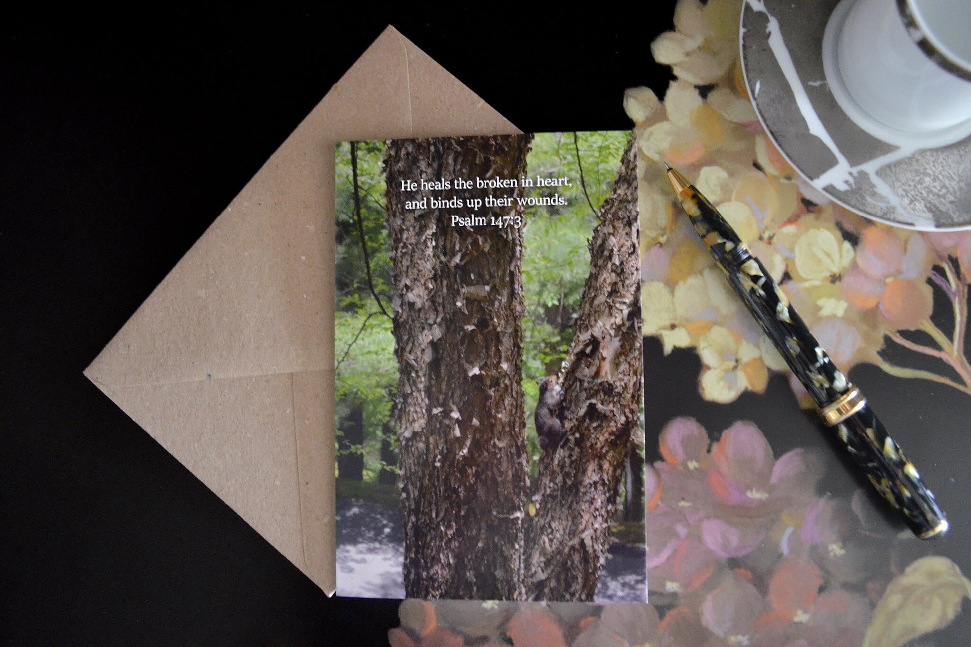 Psalm 147:3 Get Well Soon Squirrel without a Tail eco Christian greeting card