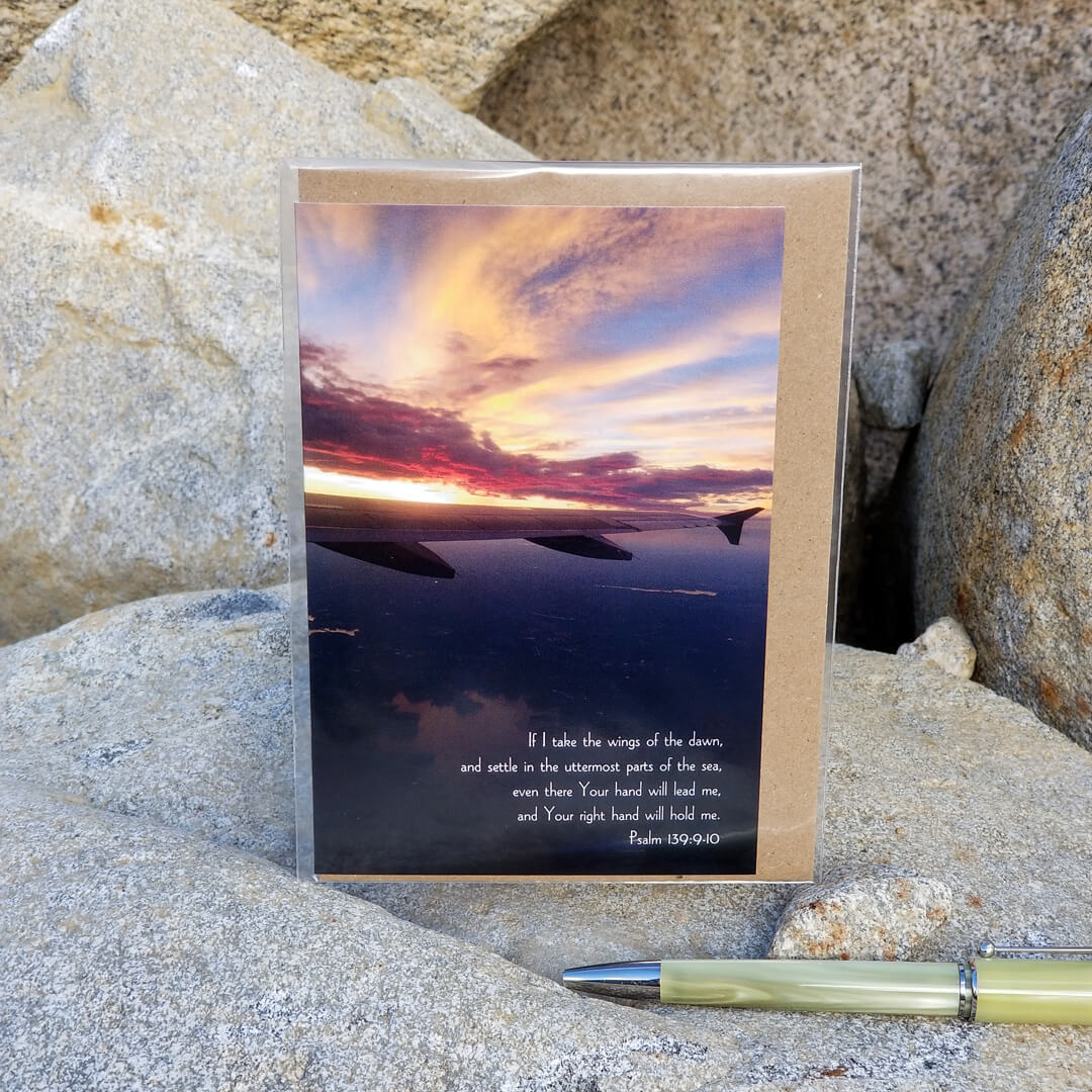 Psalm 139 Airplane Wing Barnabas Notes Travels eco Christian greeting card