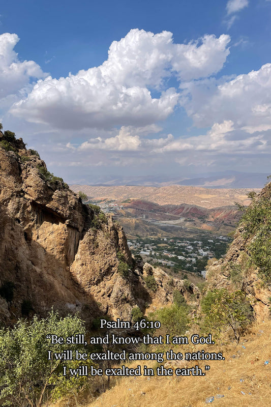 Psalm 46:10 Mountain Village Barnabas Notes Travels Christian greeting card