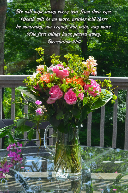 Revelation 21 Sympathy Bouquet Christian greeting card