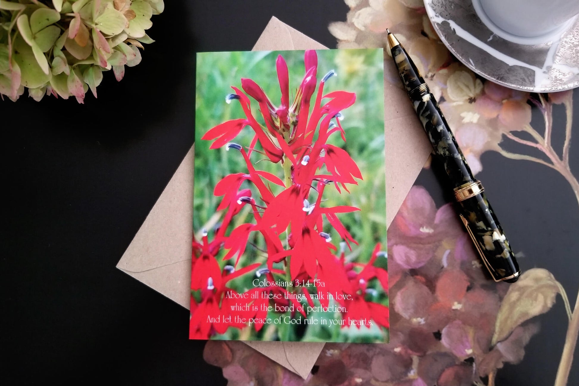 Colossians 3 Cardinal Flower Eco Christian greet card