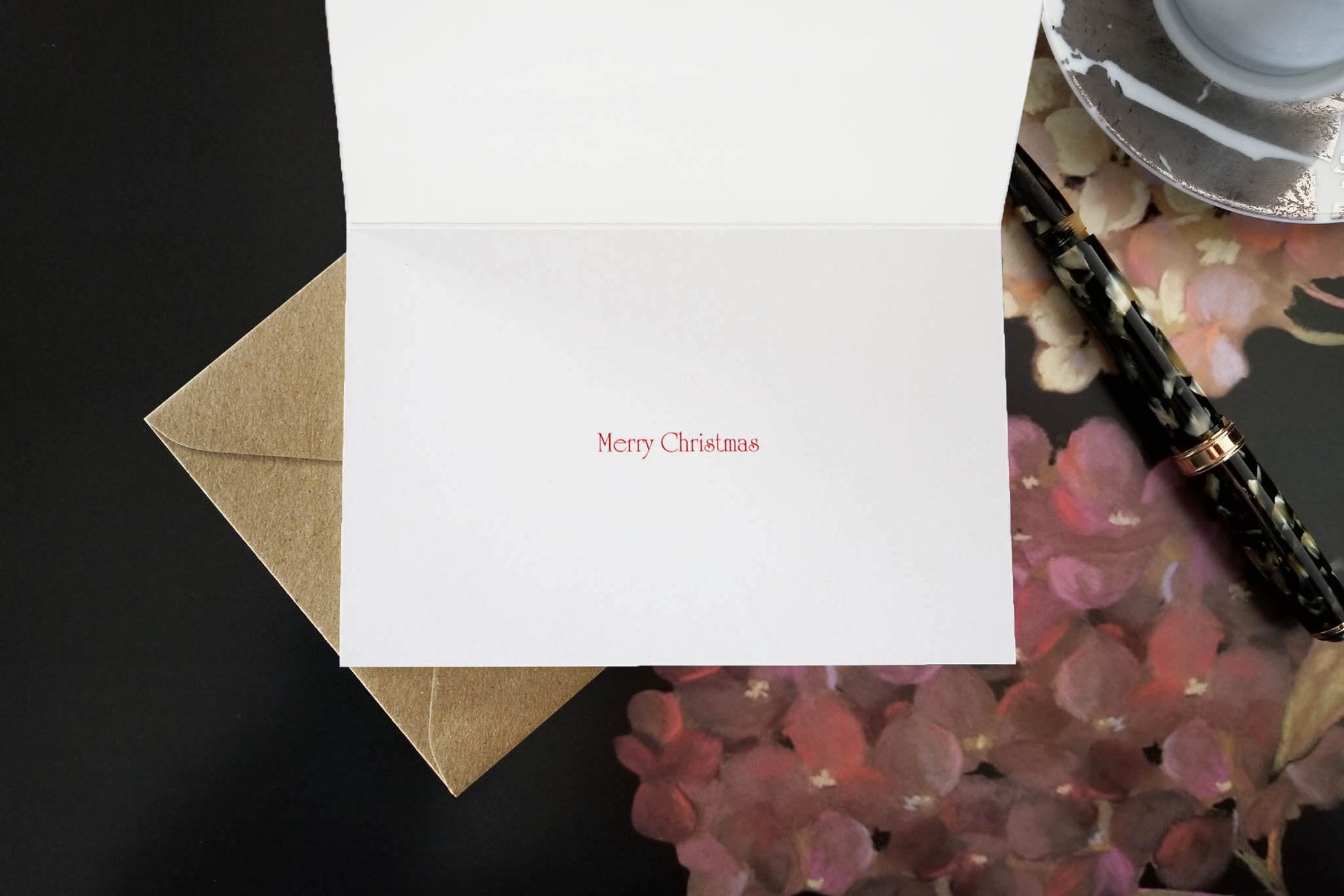Merry Christmas inside Galatians 4:4-5 Snowy Pines eco Christian Christmas greeting card