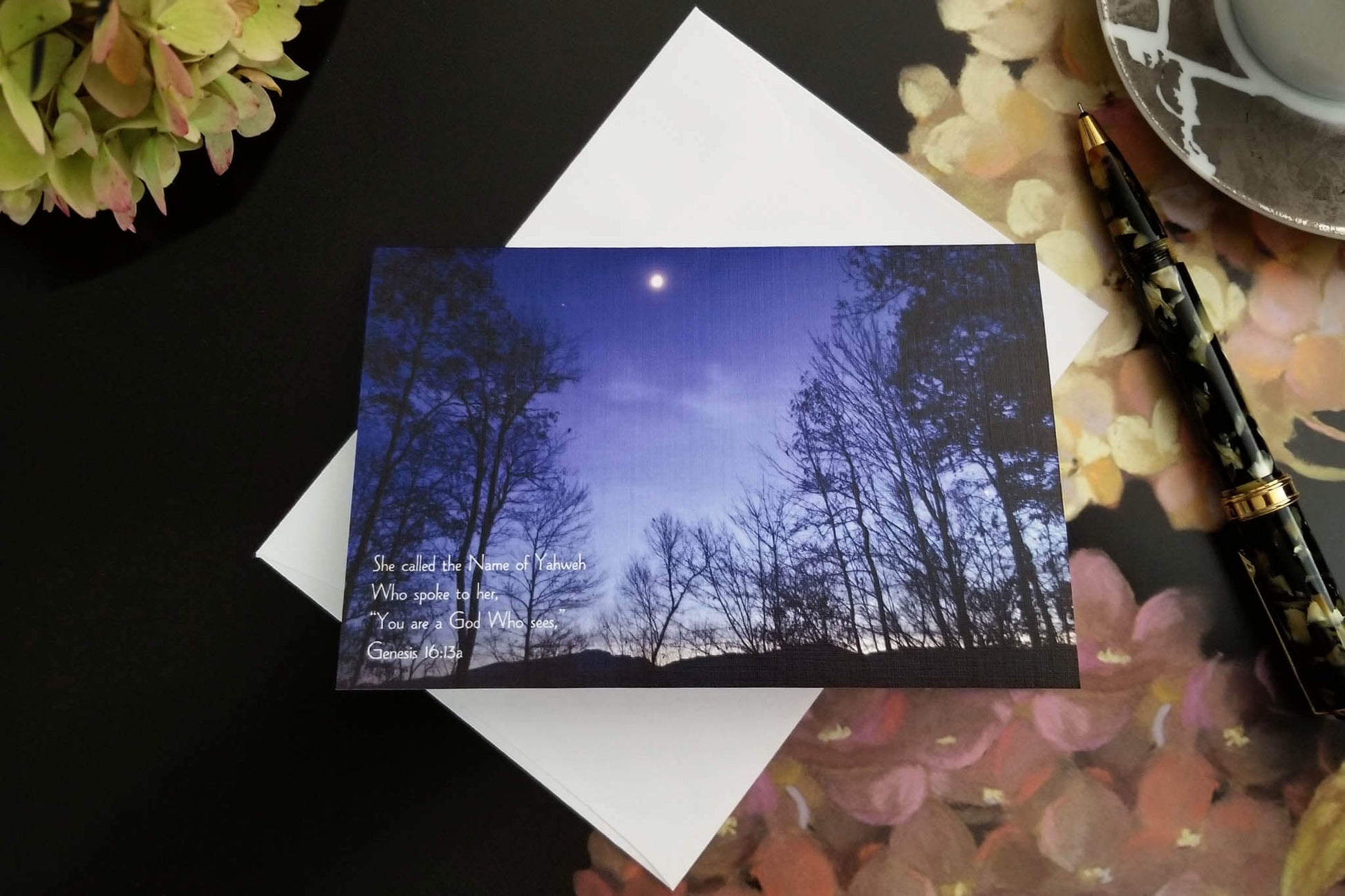 Genesis 16 moonlit Grandfather and Hawks Nest landscape FW Christian Greeting Card