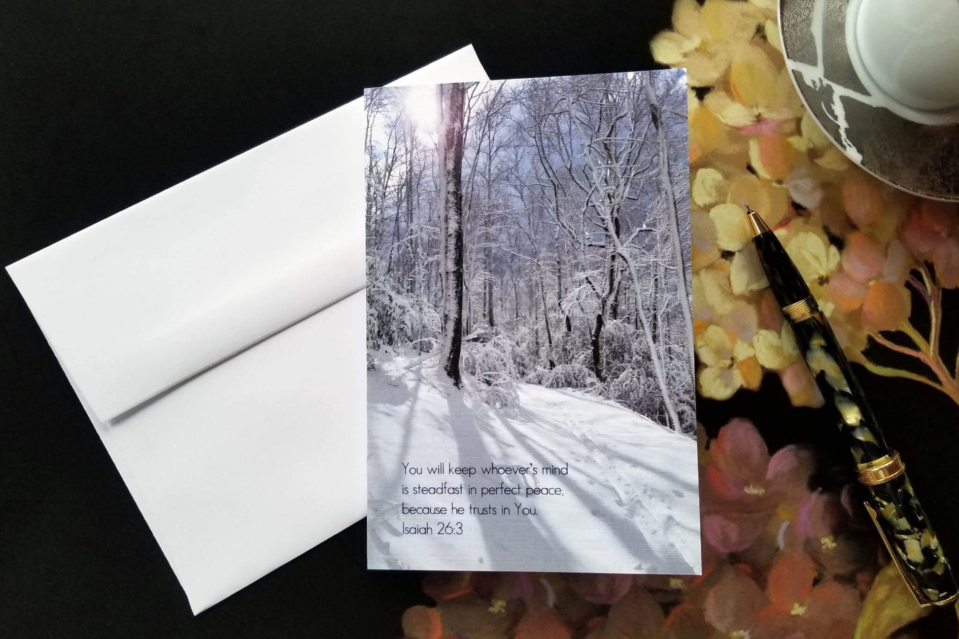 Isaiah 26:3 Cross Country Ski Tracks FW Christian greeting card
