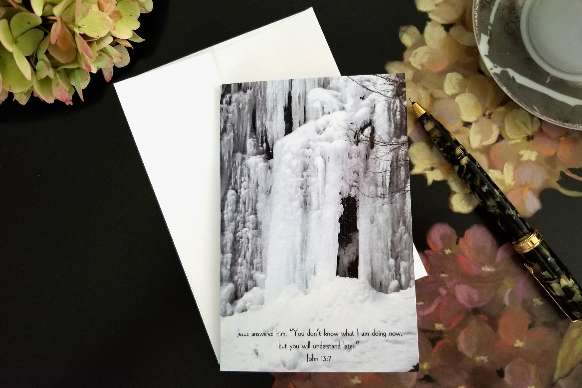 John 13 Frozen Waterfall FW Christian greeting card