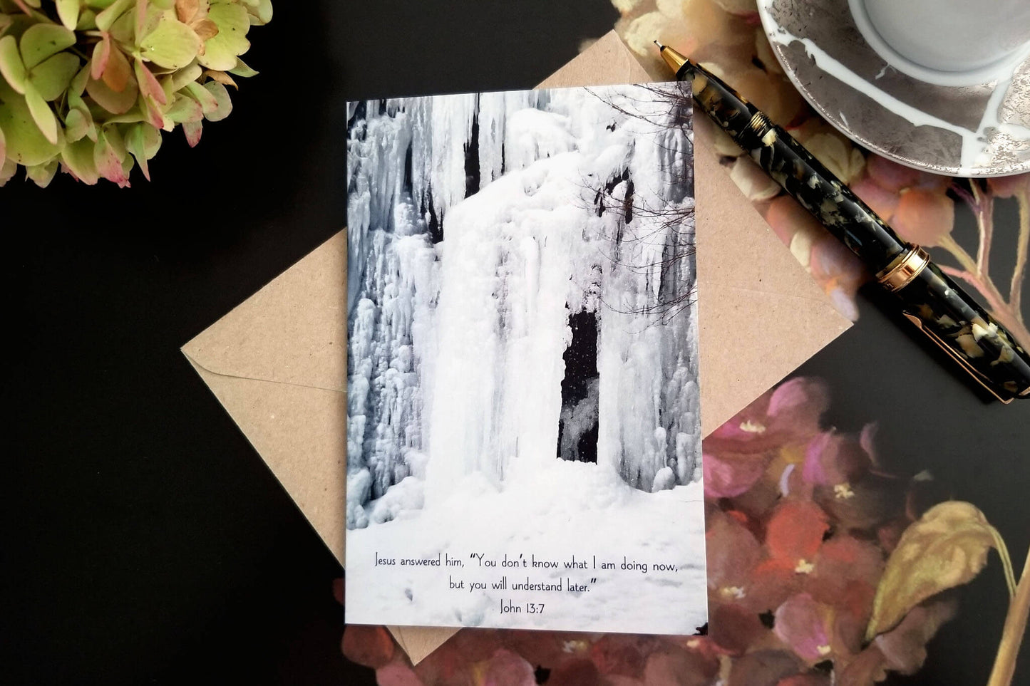 John 13 frozen waterfall Eco Christian greeting card