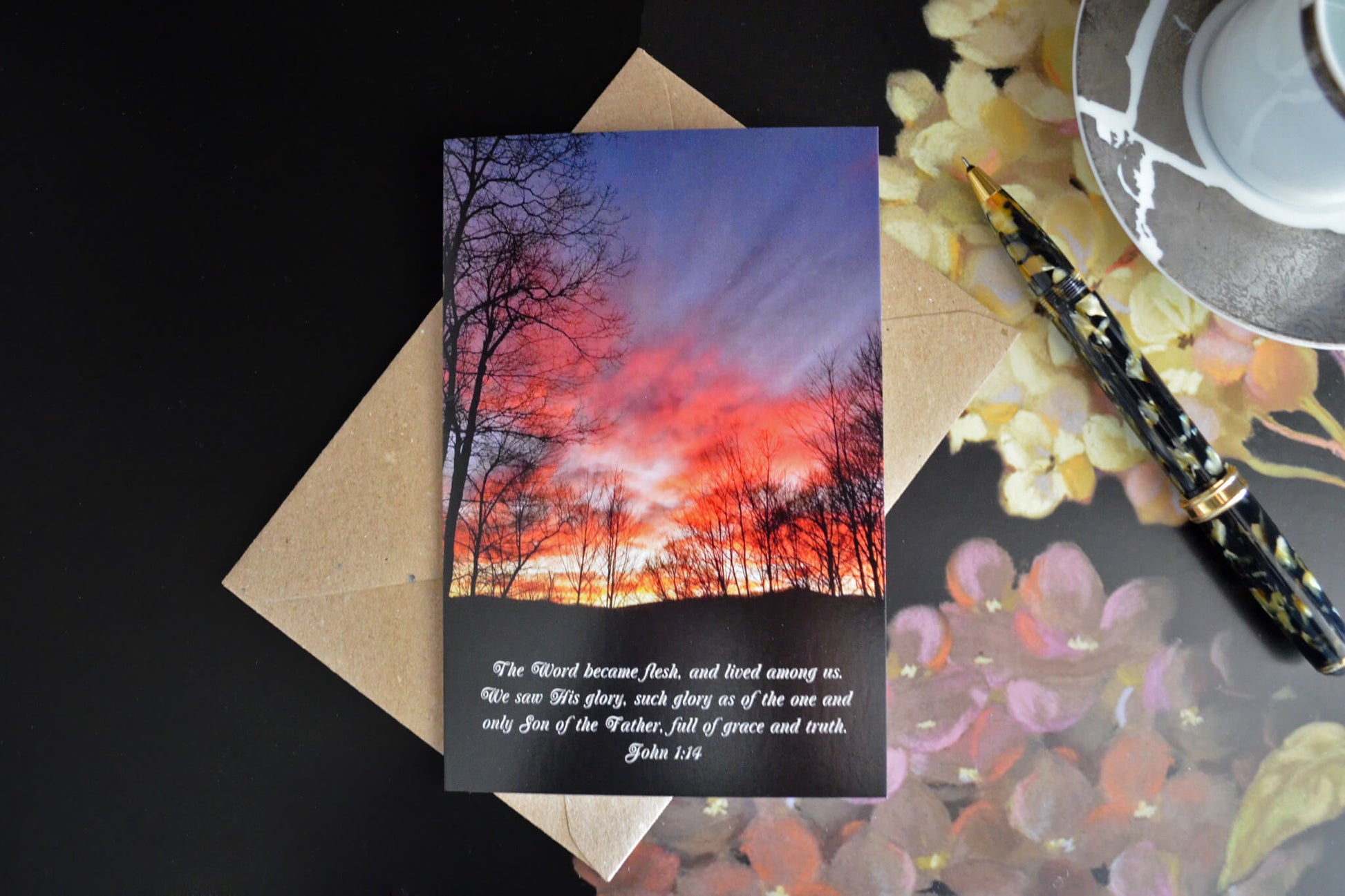 John 1:14 Sunset Eco Christian greeting card