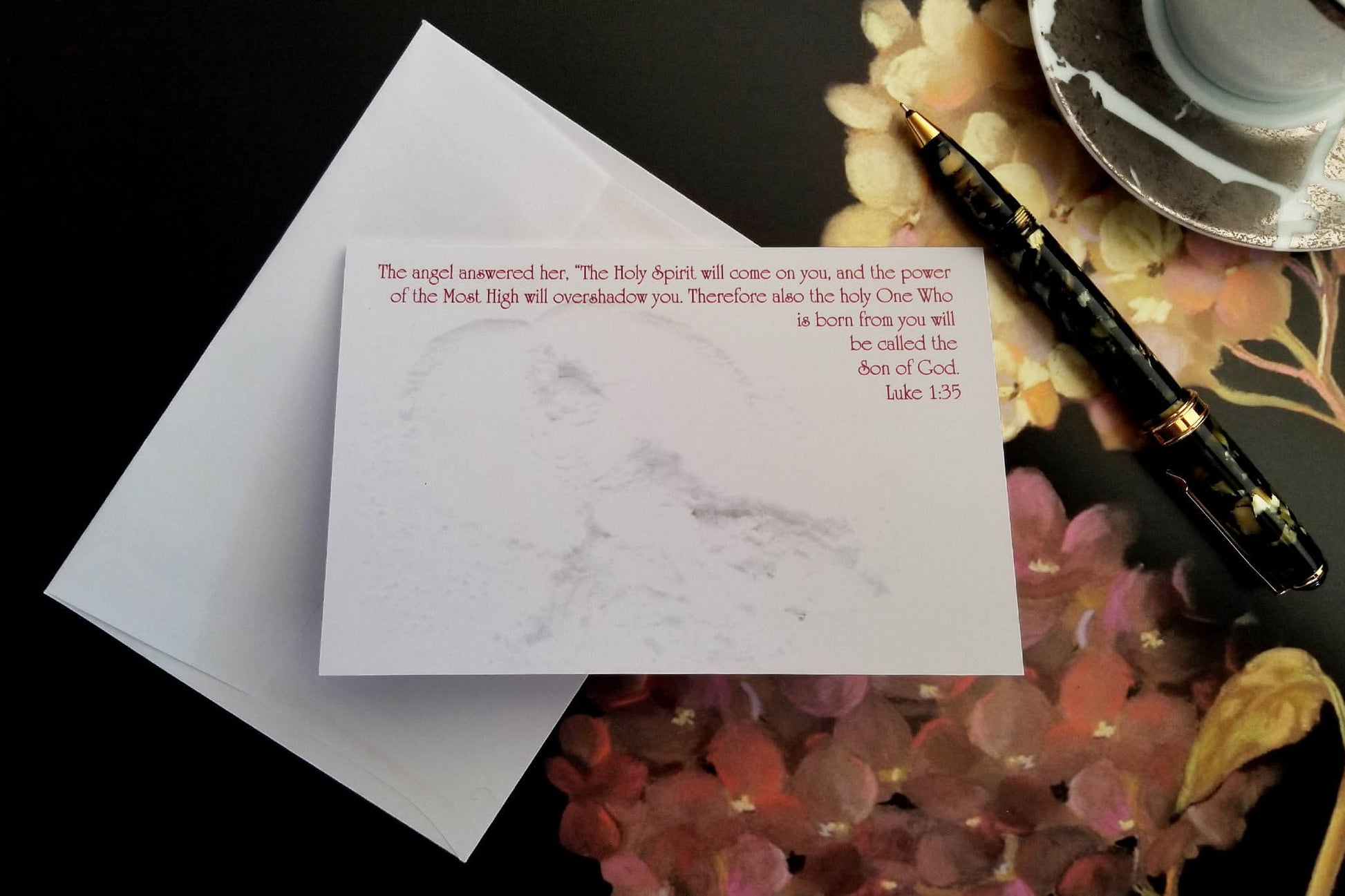 Luke 1:35 Snow Angel FW Christian Christmas greeting card