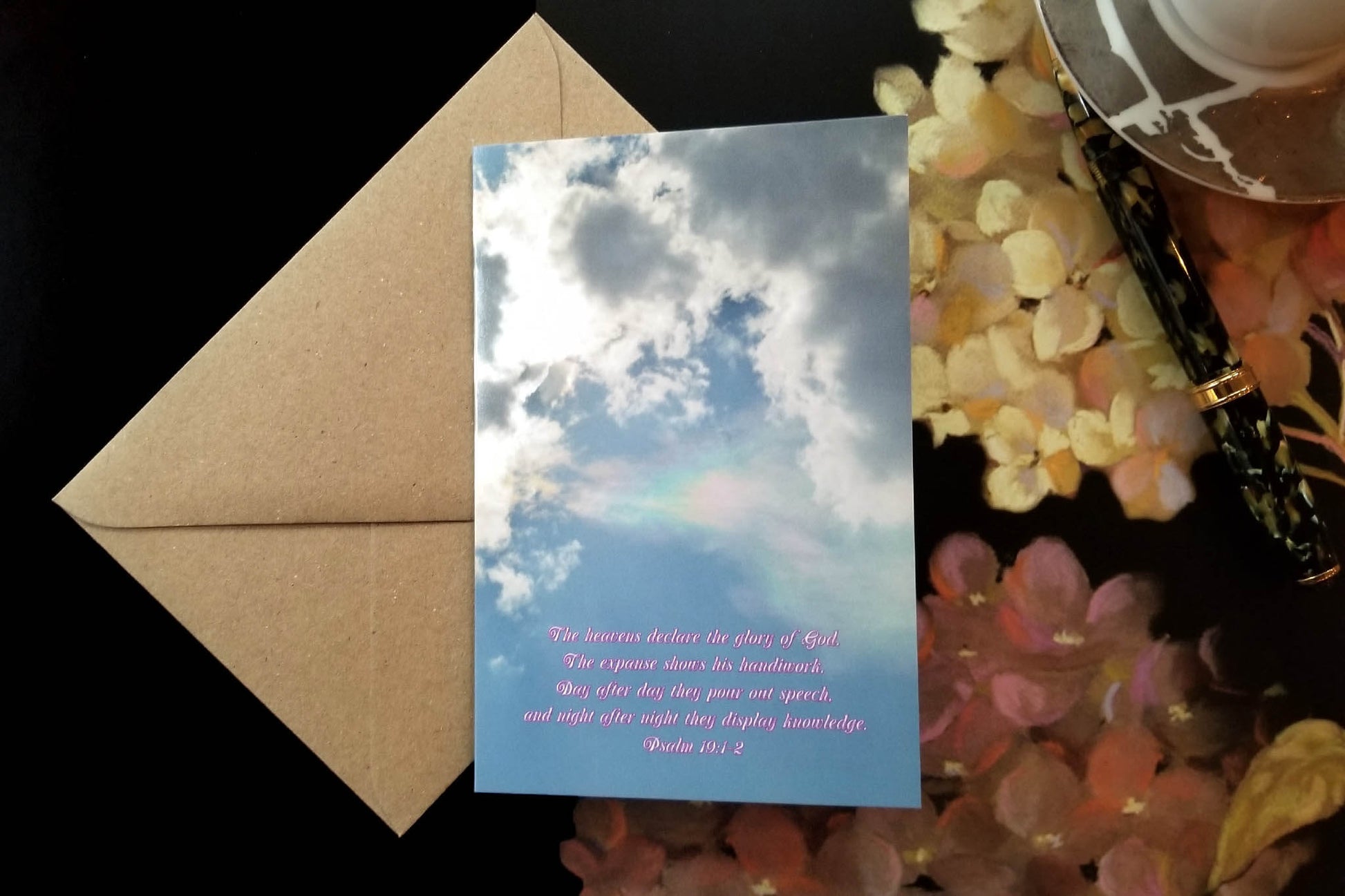 Psalm 19:1-2 Cloud Iridescence eco Christian greeting card