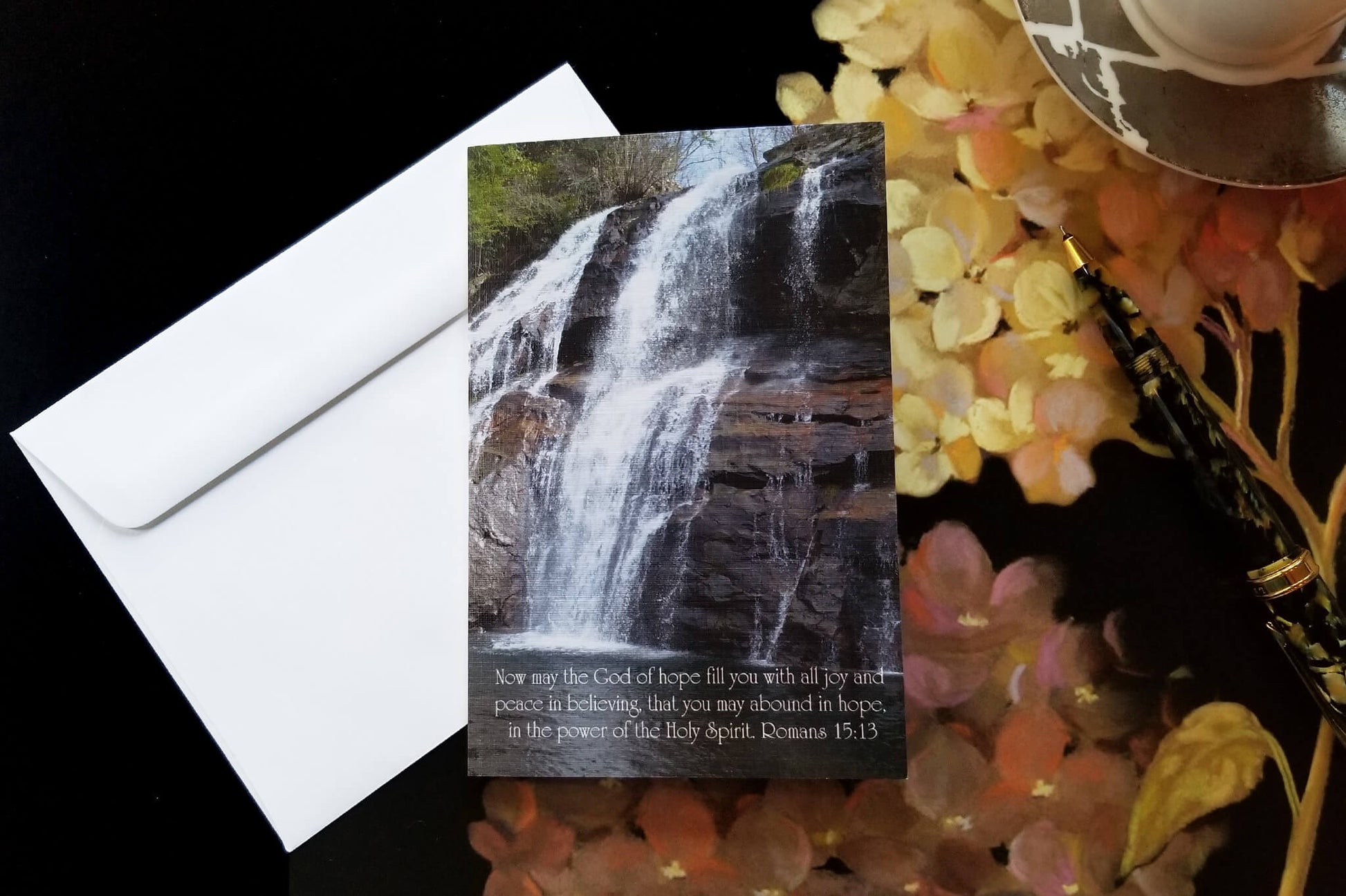 Romans 15:13 Waterfall FW Christian greeting card
