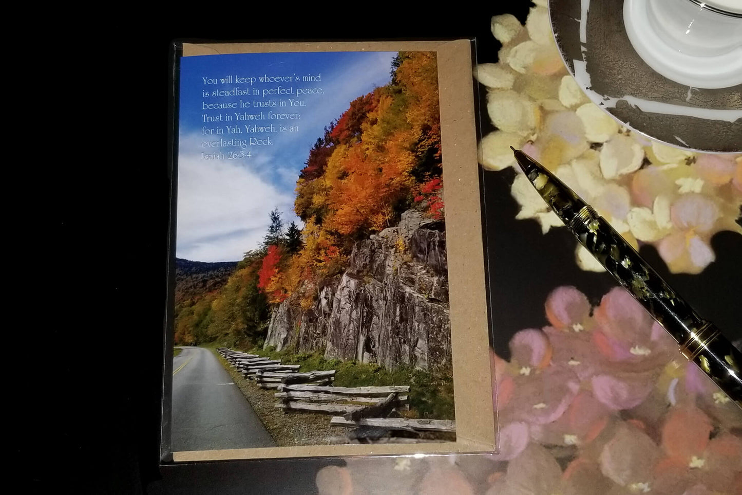 Isaiah 26:3-4 Fall Parkway Drive eco Christian greeting card