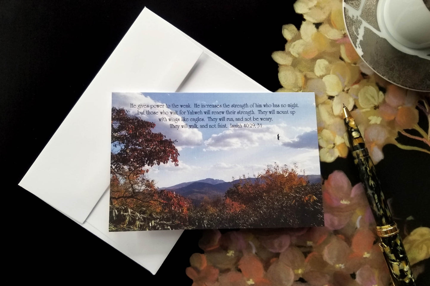 Isaiah 40:29, 31 Fall Flight Over Grandfather FW Christian greeting card