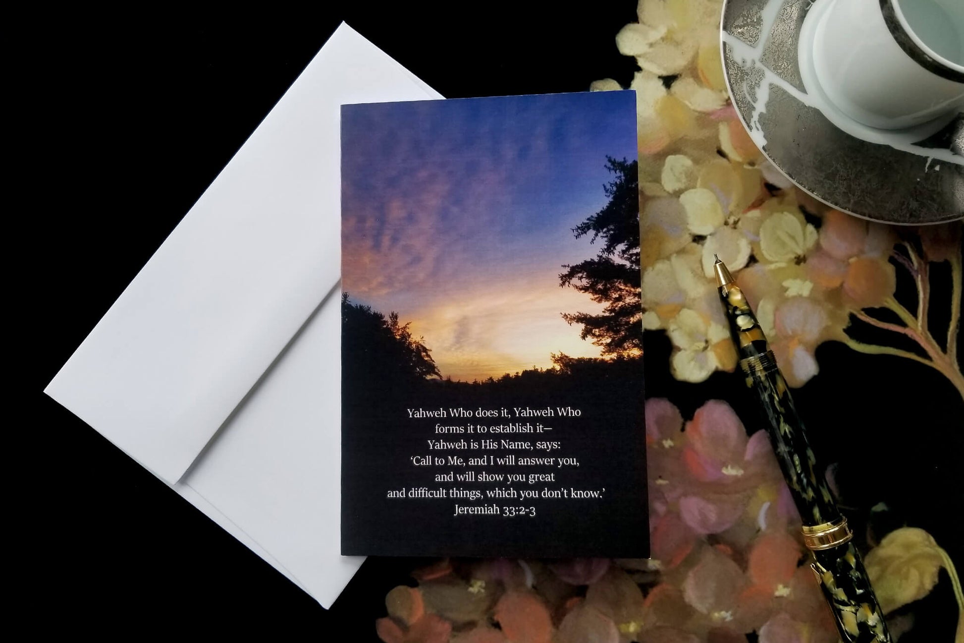 Jeremiah 33:2-3 Valley Sunset FW Christian greeting card