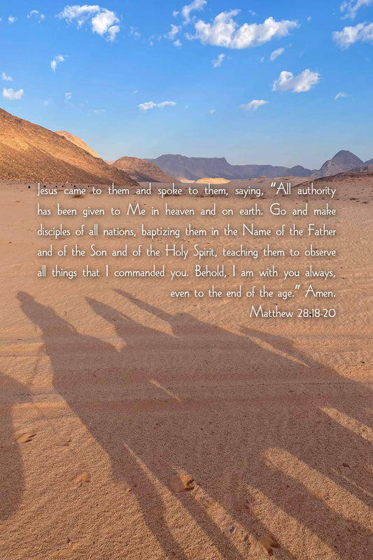 Matthew 28:18-20 Camel Train Shadows Barnabas Notes Travels Christian greeting card