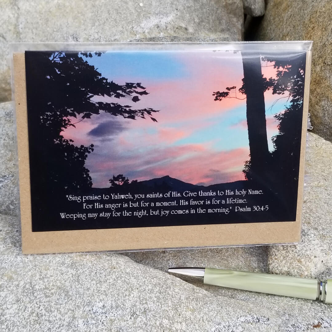 Psalm 30:4-5 Hawk's Nest eco Christian greeting card