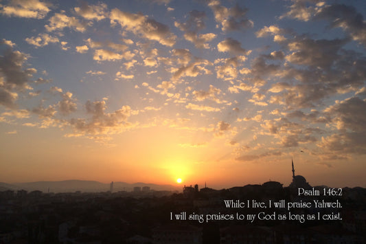 Psalm 146 City at Sunrise Barnabas Notes Travels Christian greeting card