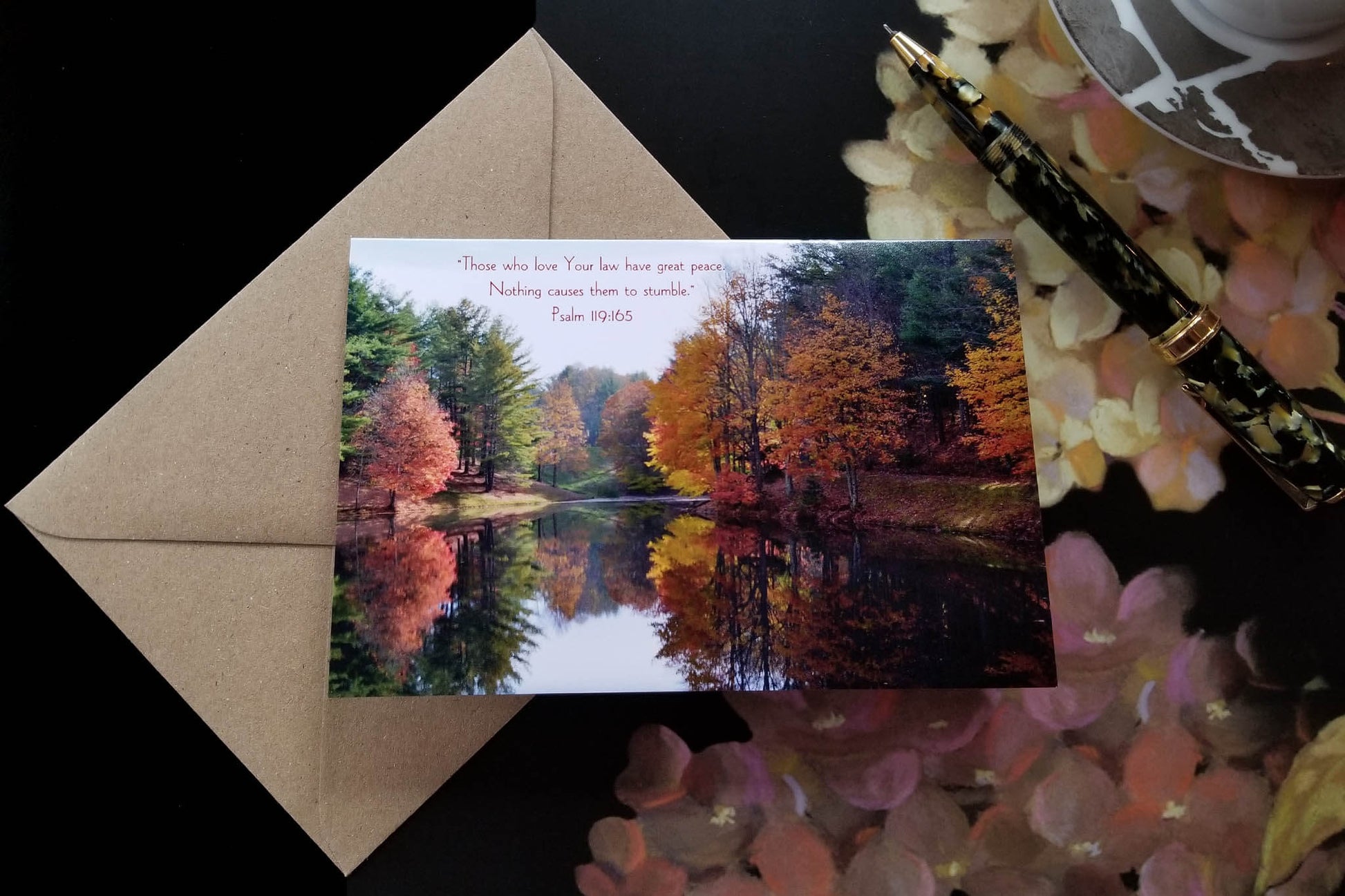 Psalm 119:165 Fall Reflections eco Christian greeting card