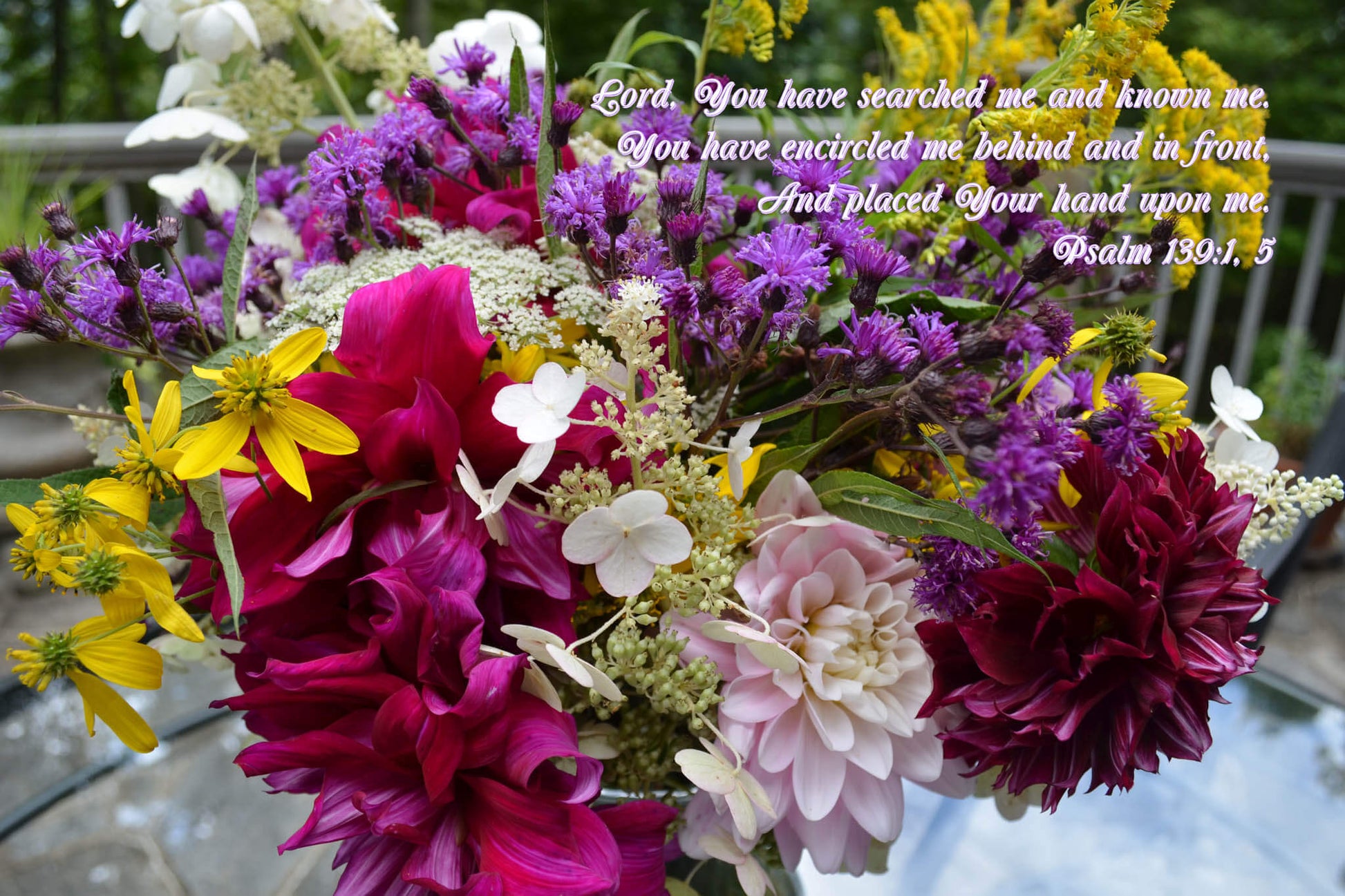 Psalm 139:1, 5 Floral Arrangement Christian greeting card