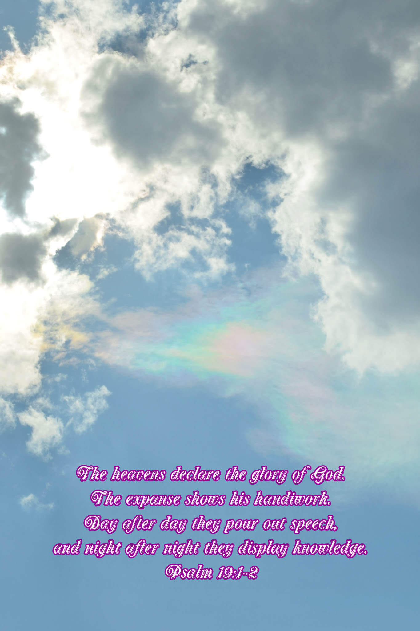 Psalm 19:1-2 Cloud Iridescence Christian greeting card